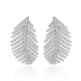 Sparkling Diamond Leaves Stud Earring 925 Pure Silver Simple Little Fresh Sweet Earrings Korean Design 2023 New