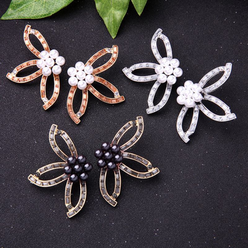 Sweet Crystal Flower Pearl Earrings Leaves Big Stud Γυναικεία Κοσμήματα Για Πάρτι