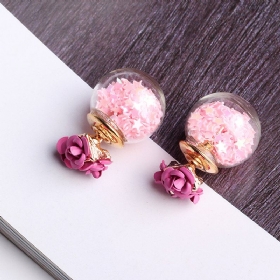 Sweet Elegant Earrings Glass Wishing Ball Star Rose Flower For Women Δώρο