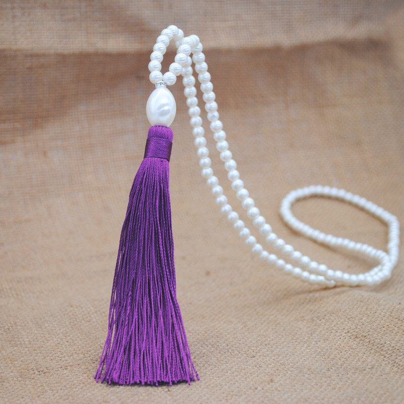 10 Χρώματα Bohemian Pearl Beaded Κολιέ Rhinestone Tassel Κρεμαστό Αλυσίδα Πουλόβερ