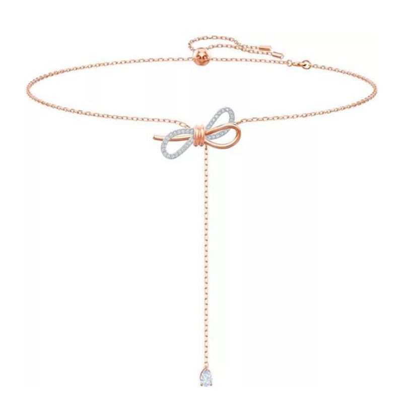 Bow Knot Dainty Choker Χρυσά Κολιέ Γυναικεία Κοσμήματα Δώρο Μόδα Αλυσίδα Με Τεχνητό Διαμάντι Κομψό & Όμορφο Για Επέτειο Γενεθλίων