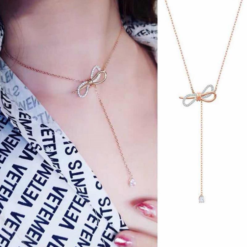 Bow Knot Dainty Choker Χρυσά Κολιέ Γυναικεία Κοσμήματα Δώρο Μόδα Αλυσίδα Με Τεχνητό Διαμάντι Κομψό & Όμορφο Για Επέτειο Γενεθλίων