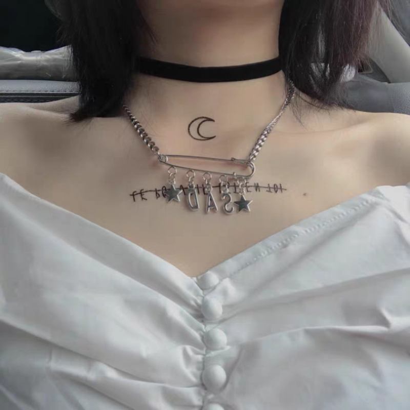 Harajuku Style Ins Hip-hop Ιδιοσυγκρασία Pin Letter Κολιέ Personality Star Clavicle Chain Trendy Για Άνδρες Και Γυναίκες