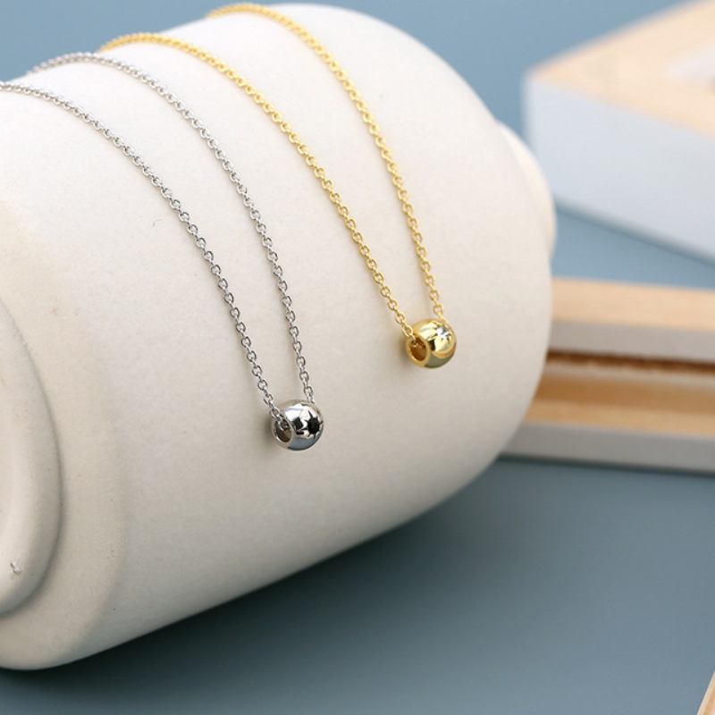 Κολιέ Golden Transfer Bead Female Ins Simple Εξάκτινο Αστέρι Diamond Chain Clavicle Fashion Κοσμήματα