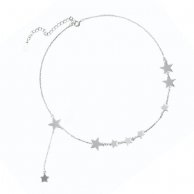 Κολιέ Lucky Star Choker Γνήσια Στολίδια Με Ασημένιο Αστέρι S925 Για Γυναίκες Κορίτσια