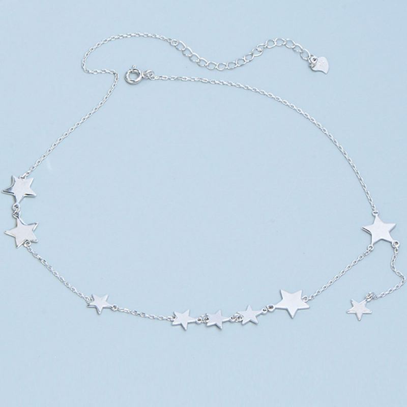 Κολιέ Lucky Star Choker Γνήσια Στολίδια Με Ασημένιο Αστέρι S925 Για Γυναίκες Κορίτσια