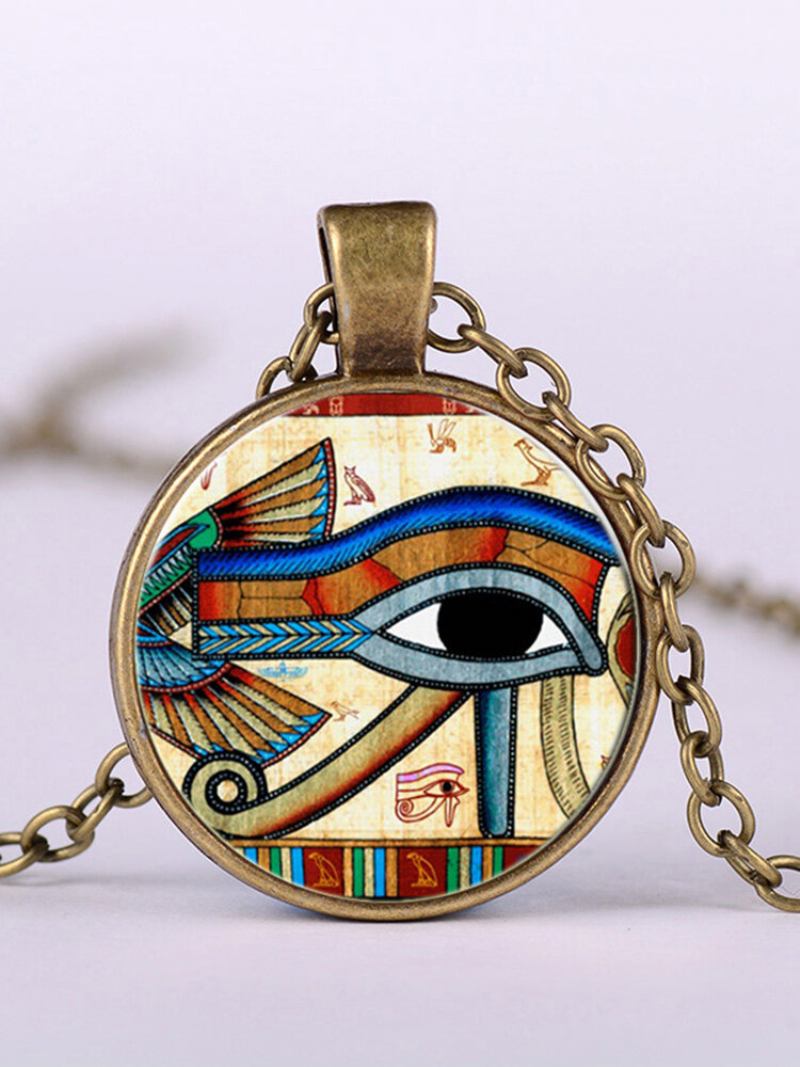 Κολιέ Με Κρεμαστό Κόσμημα Eye Of Horus Ρυθμιζόμενη Μεταλλική Αλυσίδα Από Στρογγυλό Γυαλί Γυναικείο Δώρα Κοσμήματα