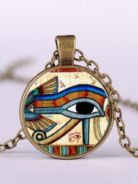 Κολιέ Με Κρεμαστό Κόσμημα Eye Of Horus Ρυθμιζόμενη Μεταλλική Αλυσίδα Από Στρογγυλό Γυαλί Γυναικείο Δώρα Κοσμήματα