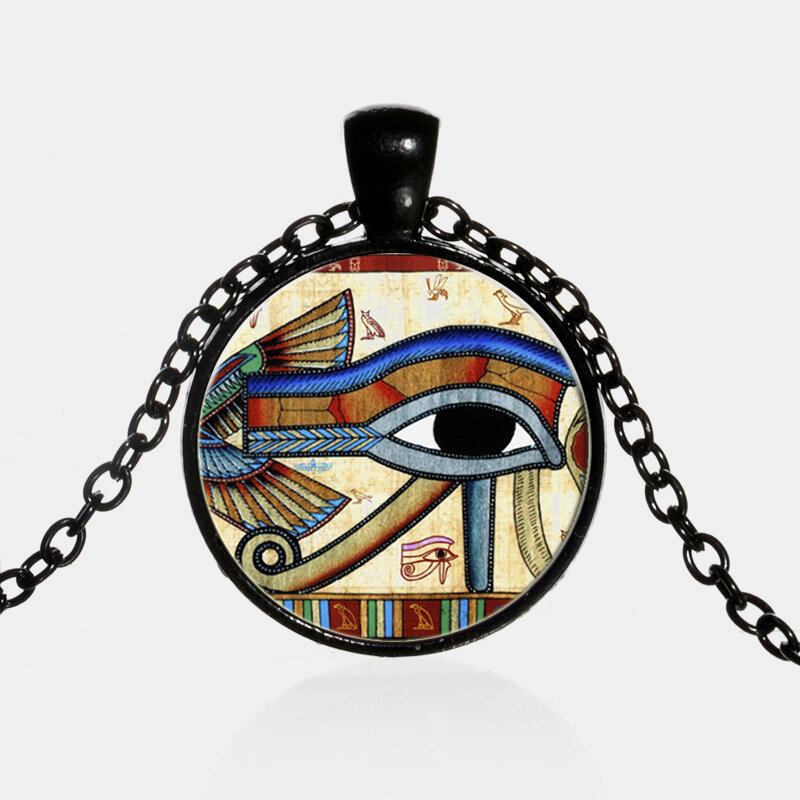 Κολιέ Με Κρεμαστό Κόσμημα Eye Of Horus Ρυθμιζόμενη Μεταλλική Αλυσίδα Από Στρογγυλό Γυαλί Γυναικείο Δώρα Κοσμήματα