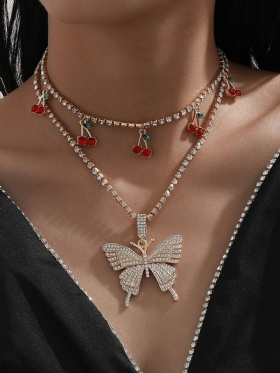 Κολιέ Με Πεταλούδα Από Κράμα Wind Claw Cherry Ins Diamond Butterfly