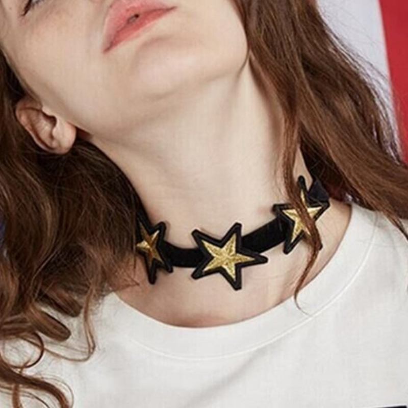 Κολιέ Punk Choker Με Κολάρο Star Flannel