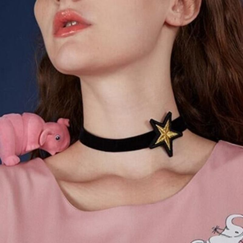 Κολιέ Punk Choker Με Κολάρο Star Flannel