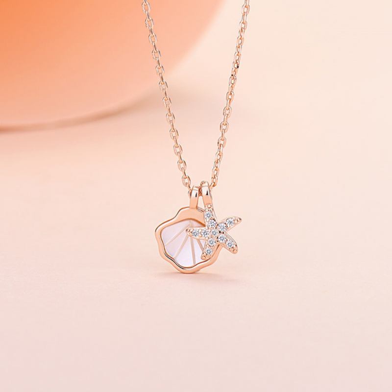 Κολιέ Silversmith Female Shell Clavicle Chain Fashion Trend Zircon Starfish Pendant Κοσμήματα Με Ένα Κέλυφος