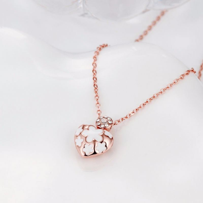 Κολιέ Sweet Luxury Heart Flower Oil Drip Rhinestone