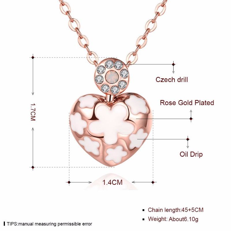 Κολιέ Sweet Luxury Heart Flower Oil Drip Rhinestone