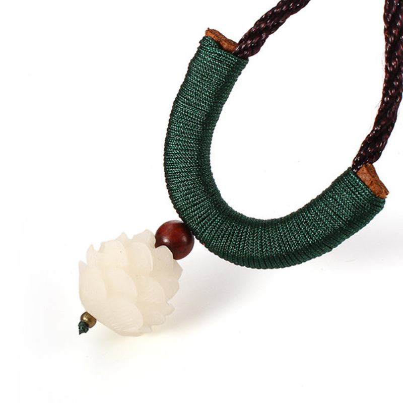 Κοσμήματα Ethnic Style Vintage Dongling Jade Bodhi Lotus Υφαντό Κολιέ