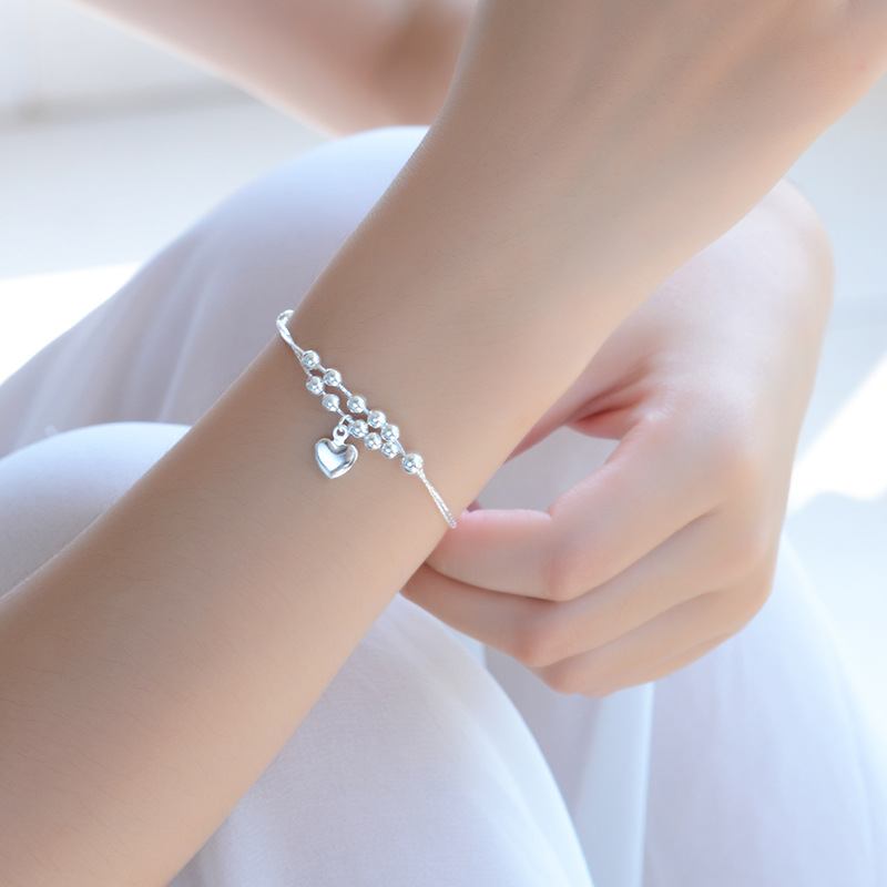 Peach Blossom Love Mini Heart Anklet Ασημένιο Βραχιόλι Για Κορίτσια Κοσμήματα