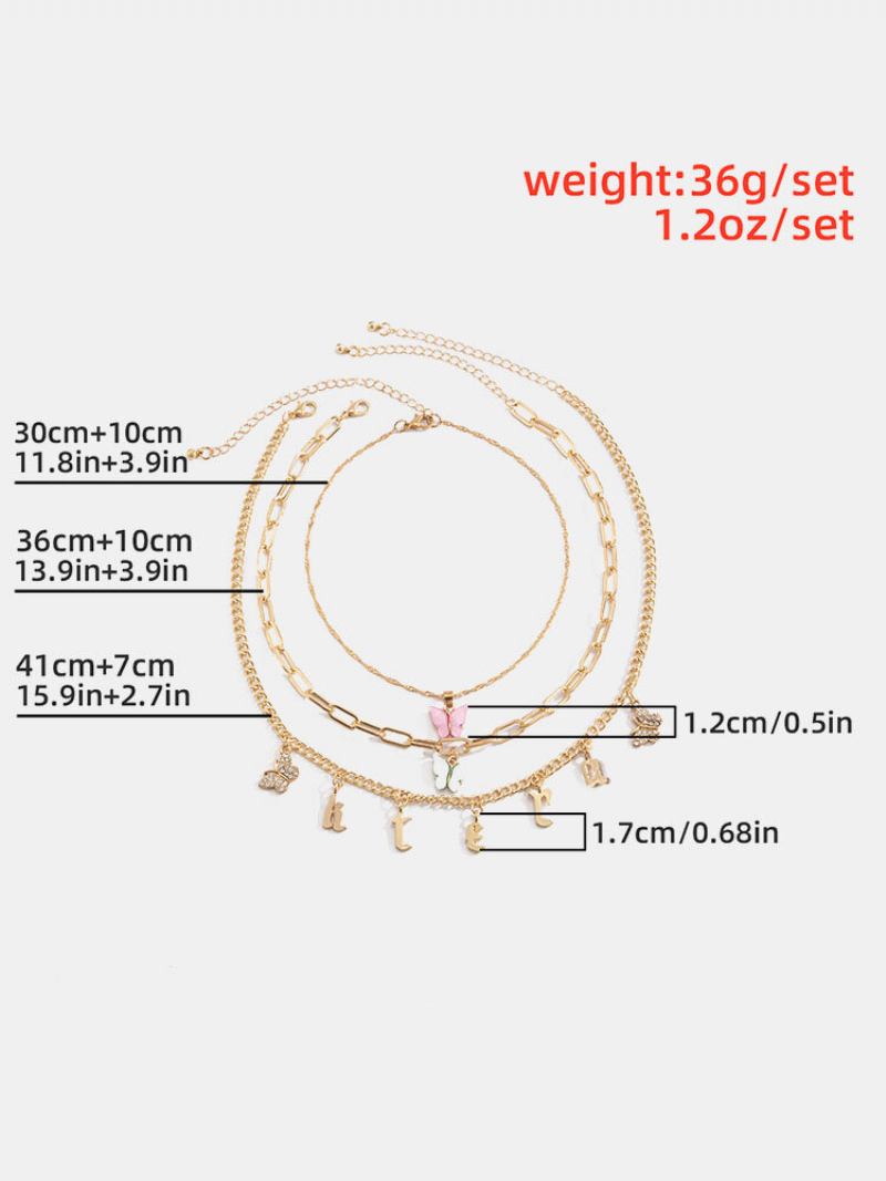 Σετ Κολιέ Με Γράμματα Πεταλούδας Πολλαπλών Στοιχείων Με Φούντα