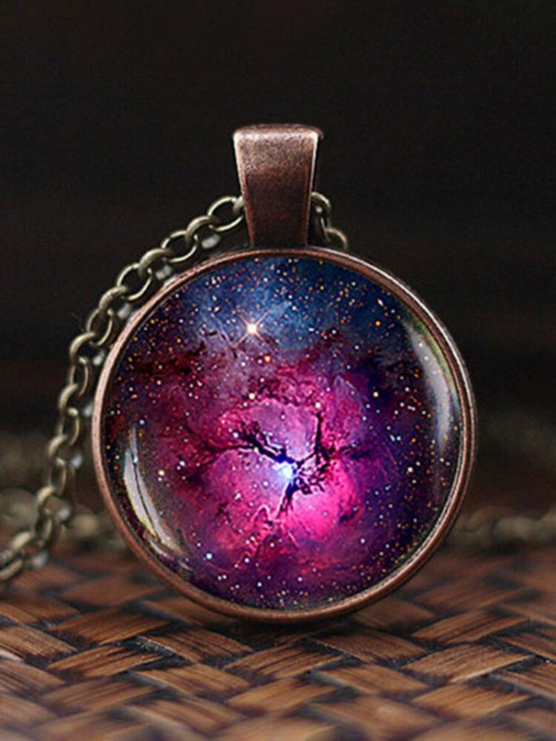 Vintage Glass Gem Γυναικείο Κολιέ Σύμπαν Starry Sky Κρεμαστό Κοσμήματα