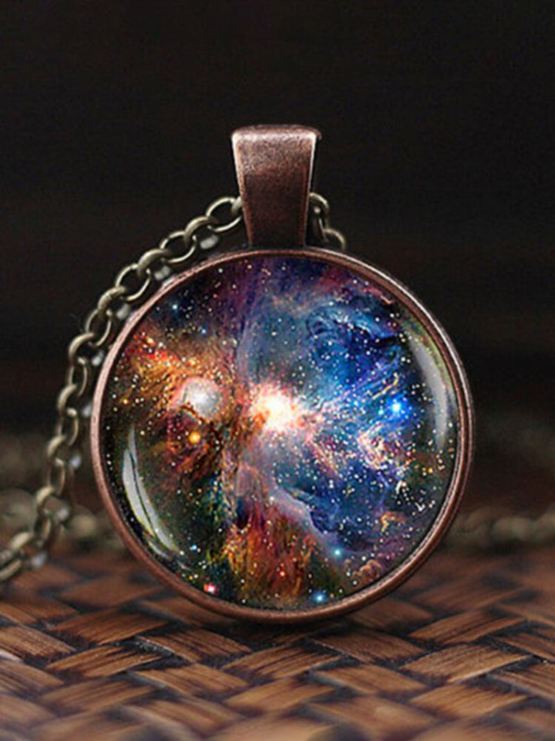 Vintage Glass Gem Γυναικείο Κολιέ Σύμπαν Starry Sky Κρεμαστό Κοσμήματα