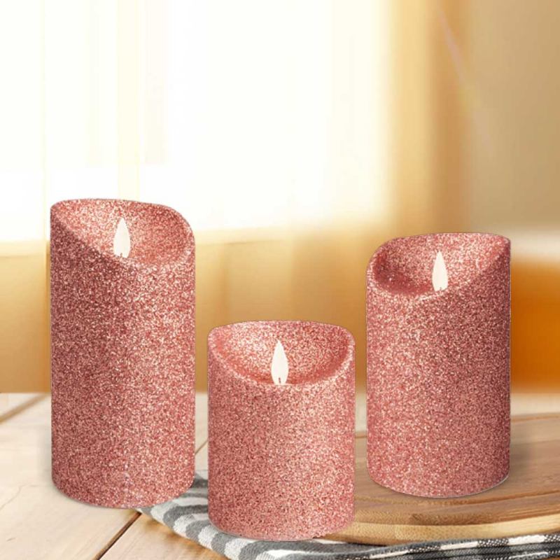 3 Τεμάχια Led Candle Light Suit Rose Golden Simulation Flame Smokeless Ηλεκτρικά Φώτα Κεριών Με Τηλεχειριστήριο Ρυθμιζόμενο Αυτόματο Χρονοδιακόπτη