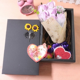 7 Ρομαντικά Λουλούδια Σαπουνιού Αγάπης Τριαντάφυλλα Με Μαύρο Κουτί Από Χαρτόνι Για Φίλη Δώρο Για Την Ημέρα Του Αγίου Βαλεντίνου