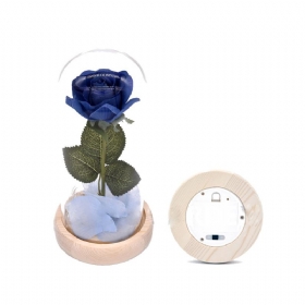 Φωτιστικό Blue Roses Με Led Fairy String Lights Πεσμένα Πέταλα Και Βάση Abs Σε Γυάλινο Θόλο Για Την Ημέρα Του Αγίου Βαλεντίνου Το Καλύτερο Δώρο Για Εκείνη