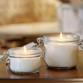 Φυσικό Άρωμα Δεντρολίβανο Λευκά Αρωματικά Κεριά Με Σφραγισμένο Γυαλί Μινιμαλιστικά Λουλουδάδικα Διακόσμησης Σπιτιού