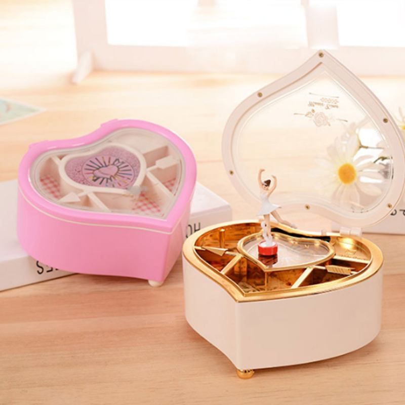 Heart Shape Music Box Πλαστικό Περιστρεφόμενο Μουσικό Κουτί Για Κορίτσια Δώρο Για Την Ημέρα Του Αγίου Βαλεντίνου Χριστούγεννα Πρωτοχρονιά