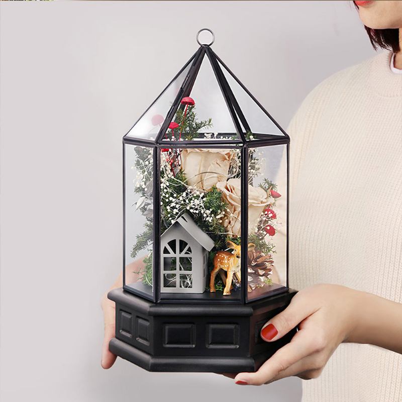 Immortal Flower Rose With Warm Night Light Eternal House Box Δώρου Δημιουργικό Δώρο Για Την Ημέρα Του Αγίου Βαλεντίνου Χριστουγεννιάτικα Γενέθλια