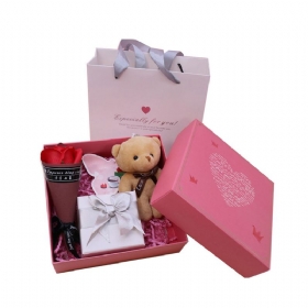 Κουτί Δώρου Conserved Fresh Flower With Lovely Bear Για Γαμήλια Πάρτι Για Την Ημέρα Του Αγίου Βαλεντίνου Ρομαντικό Δώρο Perserved Box