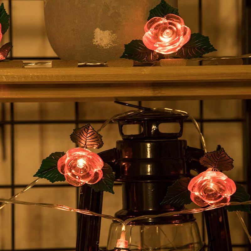 Led Rose Flower String Lights Χάλκινο Σύρμα Με Μπαταρία Φώτα Ρομαντικό Ροζ Φωτιστικό Για Πάρτι Γενεθλίων Σπιτιών Γάμου Διακοσμήσεις Εσωτερικού Εξωτερικού Χώρου