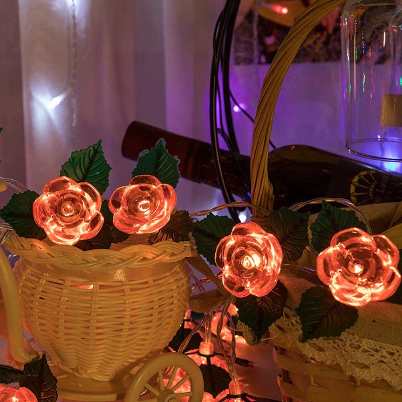 Led Rose Flower String Lights Χάλκινο Σύρμα Με Μπαταρία Φώτα Ρομαντικό Ροζ Φωτιστικό Για Πάρτι Γενεθλίων Σπιτιών Γάμου Διακοσμήσεις Εσωτερικού Εξωτερικού Χώρου