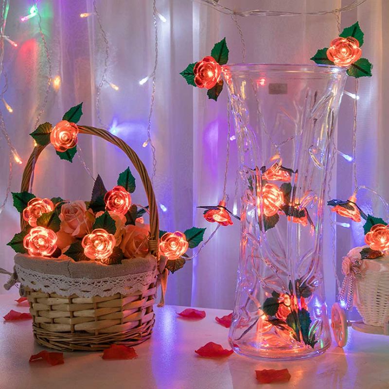 Led Rose Flower String Lights Χάλκινο Σύρμα Με Μπαταρία Φώτα Ρομαντικό Ροζ Φωτιστικό Για Πάρτι Γενεθλίων Σπιτιών Γάμου Διακοσμήσεις Εσωτερικού Εξωτερικού Χώρου