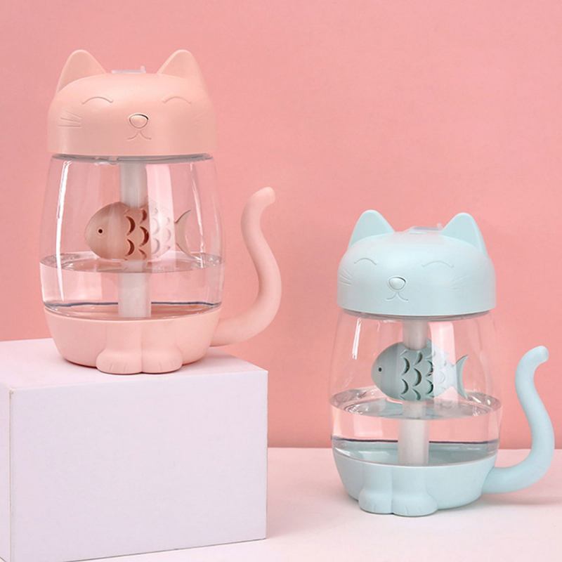 Mini Humidifiers For Bedroom Kitten Humidifier For Air Multifunctional Usb With Fan Light Mute Humidification