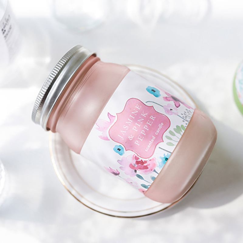 Scented Candles - Cherry Blossom Laurel Mint Fragrance With Beautiful Floral Jar Υπέροχο Δώρο Για Κυρίες