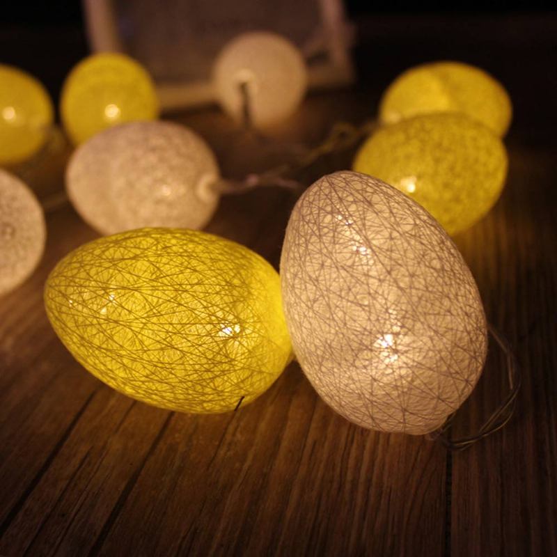 Πασχαλινά Λαμπάκια Κορδονιού Αυγού Βαμβακερή Κλωστή Λειτουργία Μπαταρίας Λάμπα Led String Egg Διακοσμητικό Πάρτι Για Το Σπίτι