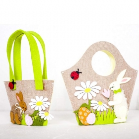 Πασχαλινή Τσάντα Αυγών Cartoon Αποθήκευσης Κουνελιού Μονό Ώμου Καλάθι Αγορών Μπάνι Τυπωμένη