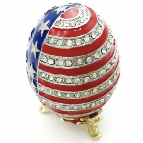 Πασχαλινό Αυγό Με Εμφάνιση Αμερικανικής Σημαίας Επισμάλτη Κοσμηματοθήκη Βαμμένη Μεταλλική Χειροτεχνία Πολυτελή Στολίδια