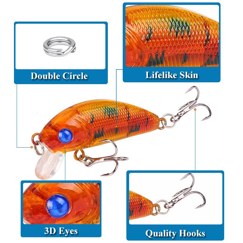 8 Τεμ Minnow Fishing Lure 50mm4.2g Topwater Hard Bait Wobbler Jig Crankbait Κυπρίνος Ριγέ Μπάσο Pesca Είδη Ψαρέματος Swimbait