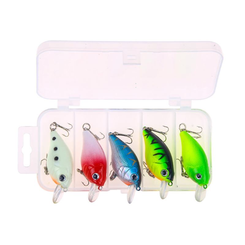 Crank Bait For Outdoor Fishing Bionic Lure Kit 5 Τεμάχια Ανά Πακέτο Πολύχρωμο Noctilucence Σουίτα Ψαρέματος