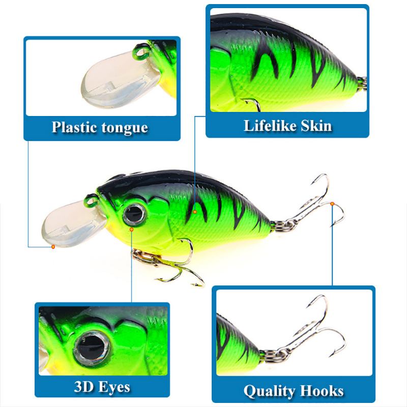 Crank Bait For Outdoor Fishing Bionic Lure Kit 5 Τεμάχια Ανά Πακέτο Πολύχρωμο Noctilucence Σουίτα Ψαρέματος