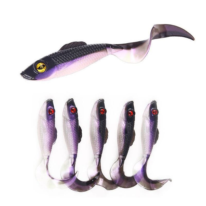 Δύο Χρώματα Soft Fishing Lure Minnow Grub Artificial Bionic Baits Life-like