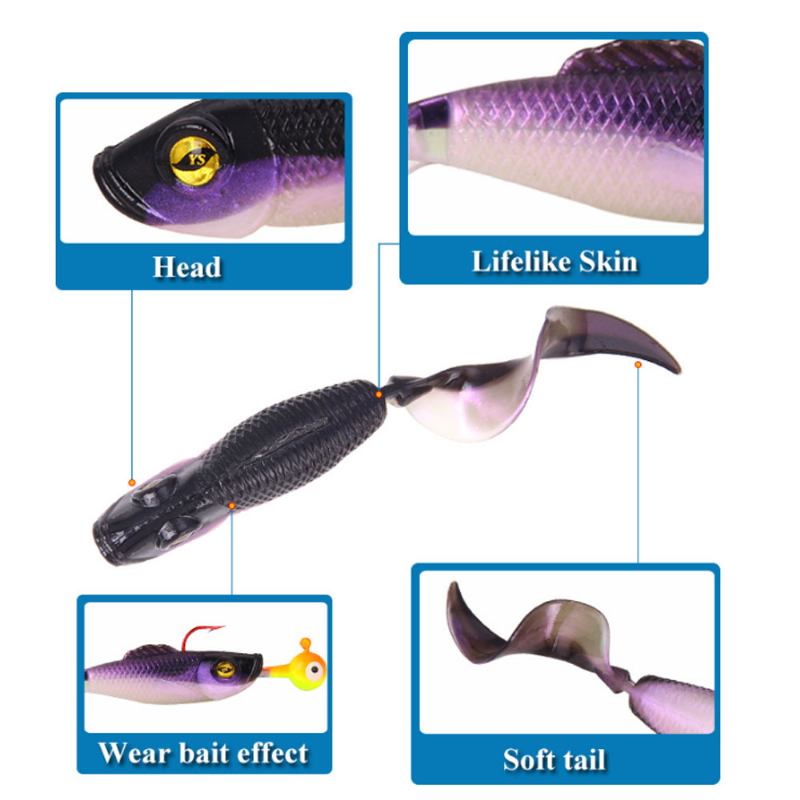 Δύο Χρώματα Soft Fishing Lure Minnow Grub Artificial Bionic Baits Life-like