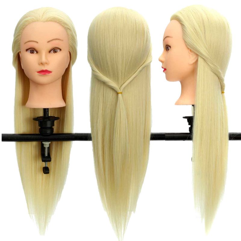 30% Real Hair Long Hairdressing Mannequin Training Practice Head Salon With Clamp