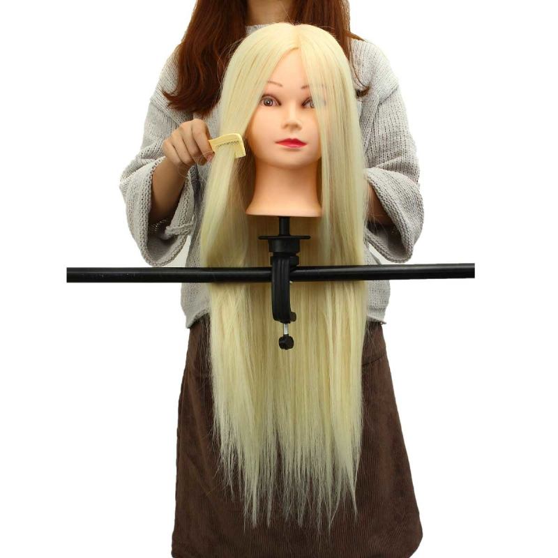 30% Real Hair Long Hairdressing Mannequin Training Practice Head Salon With Clamp