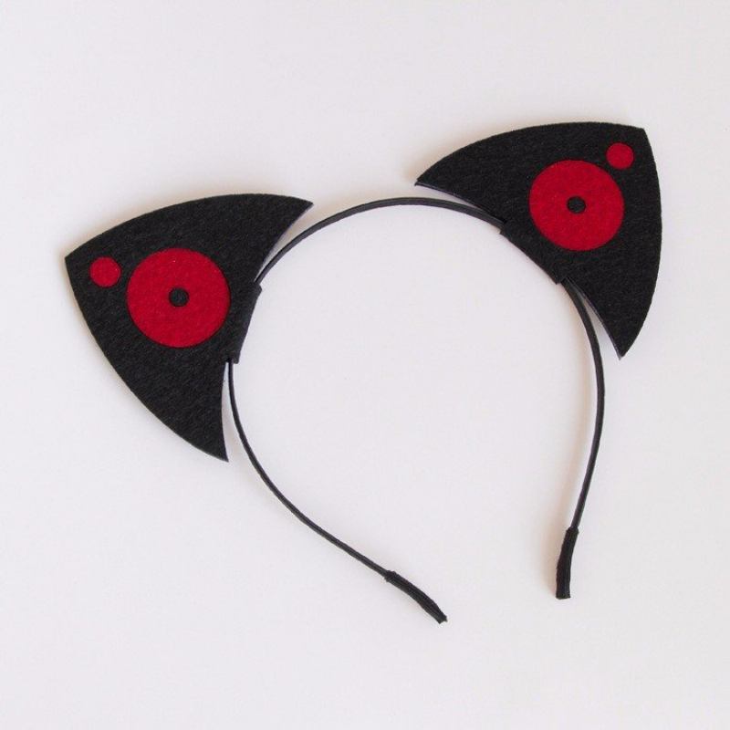 Cosplay Funny Headband Μαύρη Βαμβακερή Κεφαλόδεσμος Για Πάρτι Με Δύο Κύκλους