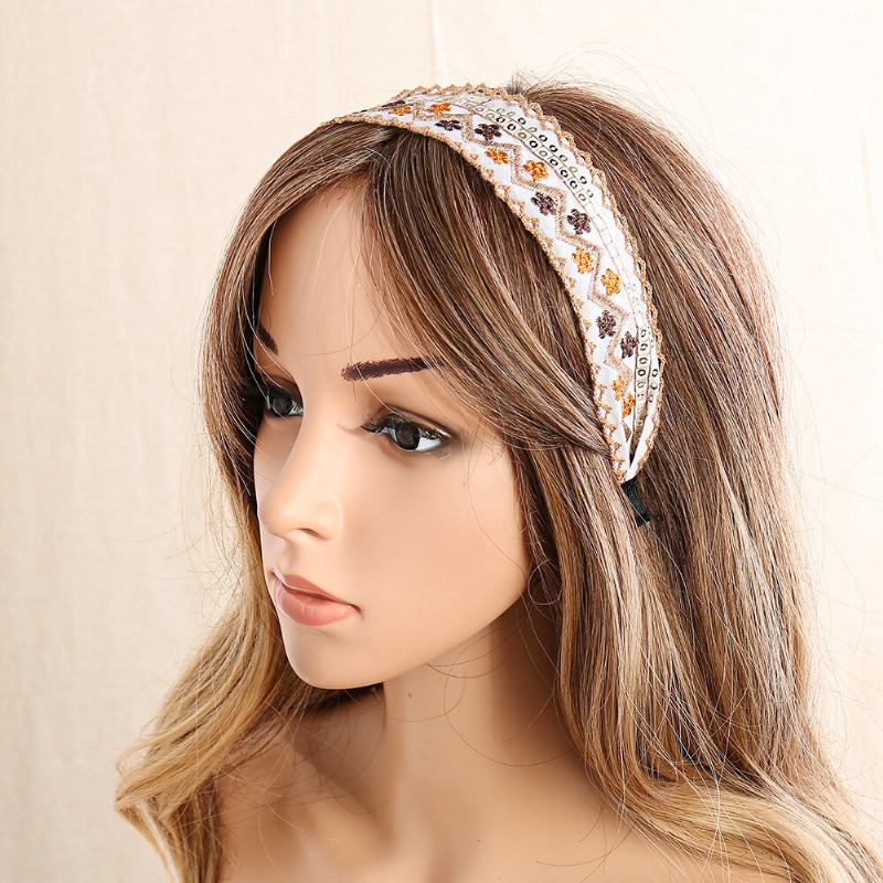 Ethnic Κέντημα Δαντέλα Κοριτσάκι Headband Rural Girl Wind Suede Floral Fabric Αξεσουάρ Μαλλιών