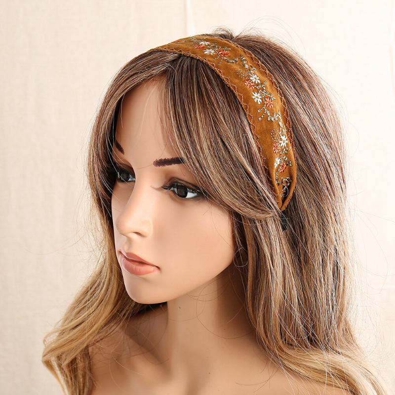 Ethnic Κέντημα Δαντέλα Κοριτσάκι Headband Rural Girl Wind Suede Floral Fabric Αξεσουάρ Μαλλιών