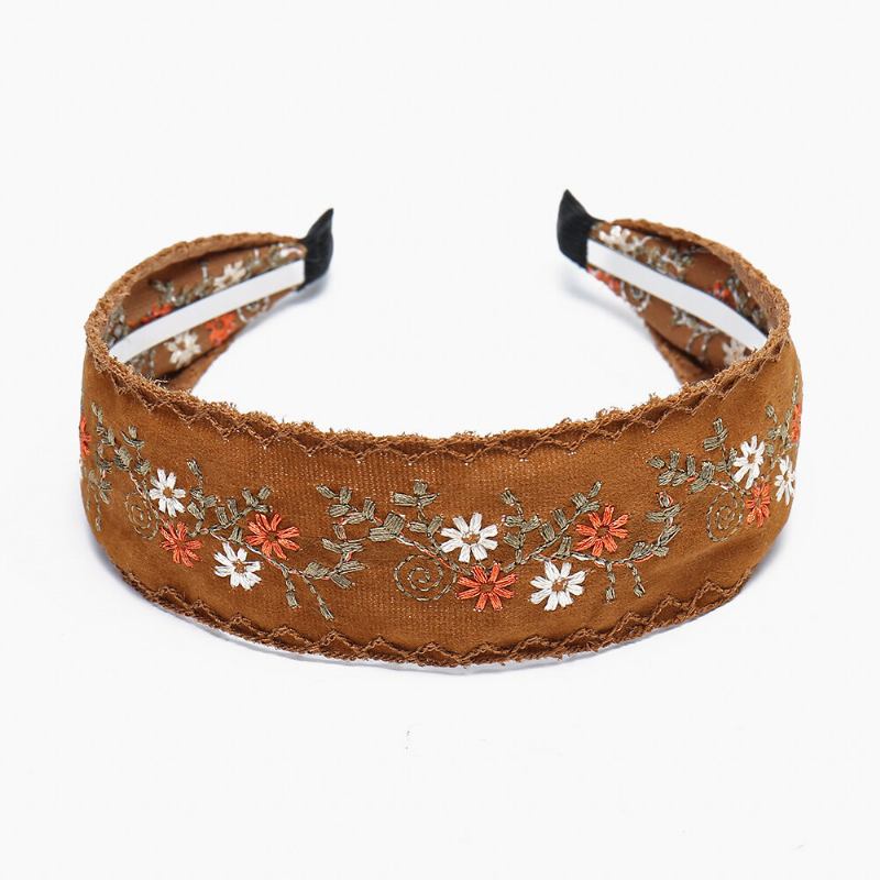 Ethnic Κέντημα Δαντέλα Κοριτσάκι Headband Rural Girl Wind Suede Floral Fabric Αξεσουάρ Μαλλιών